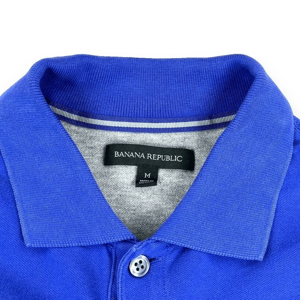 Banana Republic Polo Shirt Mens Medium‎ M Blue Cotton Short Sleeve